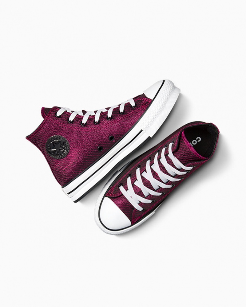 Converse Chuck Taylor All Star Plataforma Lift Sparkle Rosas Blancas Negras | 936-CMRKPY