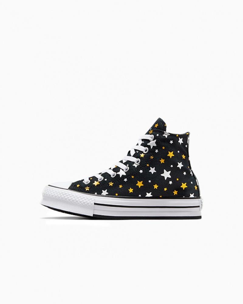 Converse Chuck Taylor All Star Plataforma Lift Sparkle Negras Plateadas Doradas | 193-APXEYD