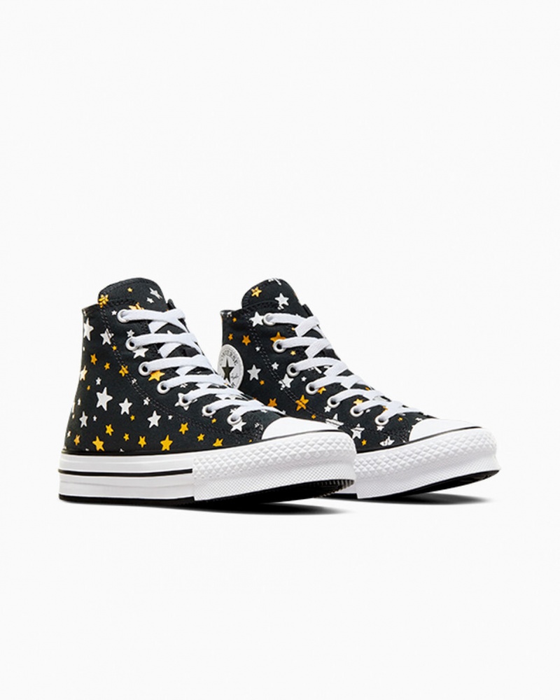 Converse Chuck Taylor All Star Plataforma Lift Sparkle Negras Plateadas Doradas | 193-APXEYD