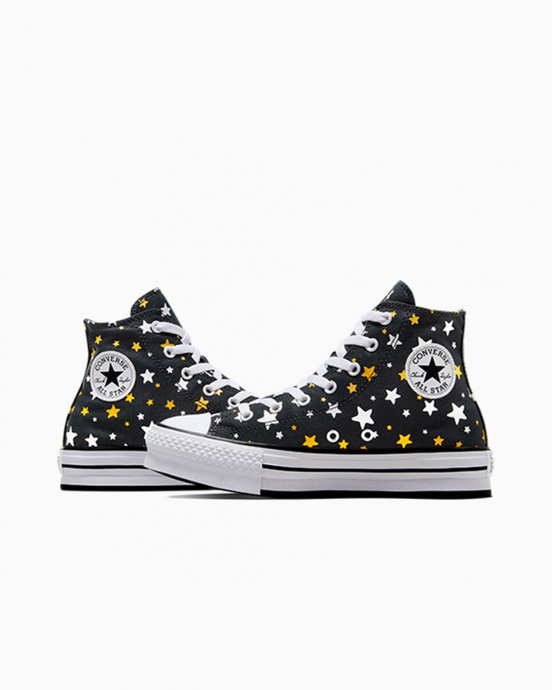 Converse Chuck Taylor All Star Plataforma Lift Sparkle Negras Plateadas Doradas | 193-APXEYD