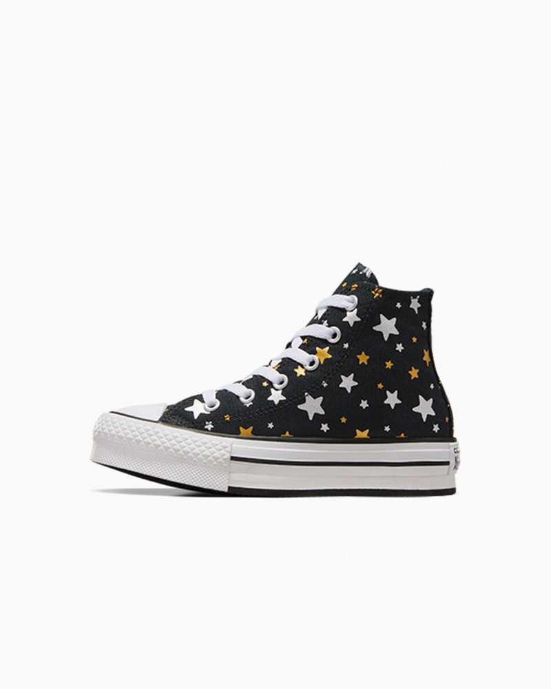 Converse Chuck Taylor All Star Plataforma Lift Sparkle Negras Plateadas Doradas | 492-NTXZKJ