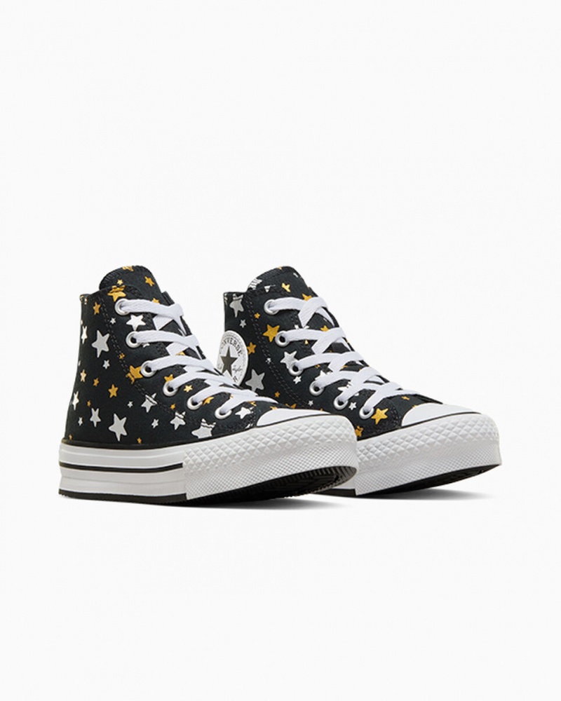 Converse Chuck Taylor All Star Plataforma Lift Sparkle Negras Plateadas Doradas | 492-NTXZKJ