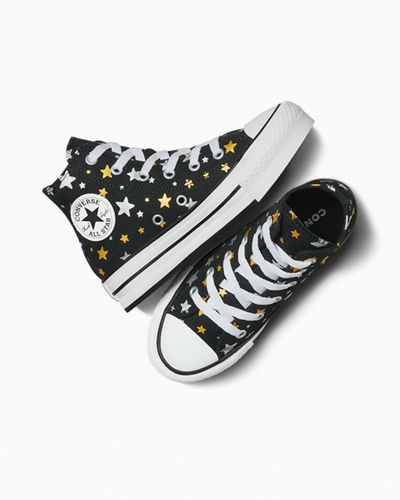 Converse Chuck Taylor All Star Plataforma Lift Sparkle Negras Plateadas Doradas | 492-NTXZKJ