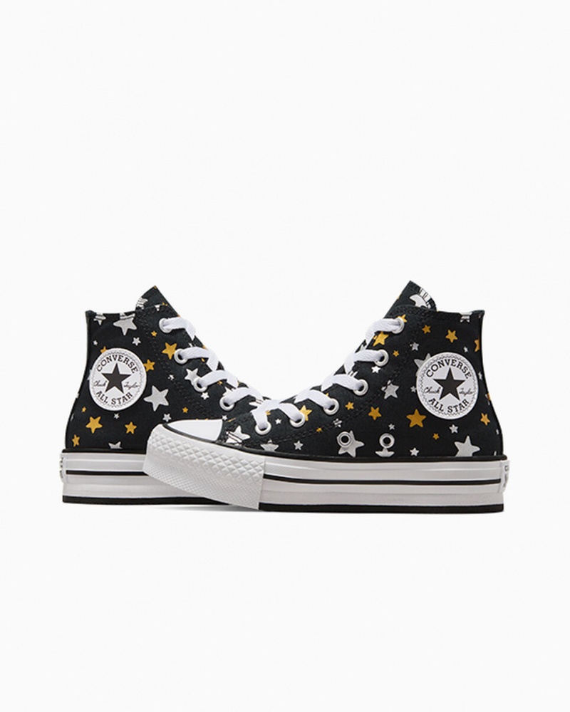 Converse Chuck Taylor All Star Plataforma Lift Sparkle Negras Plateadas Doradas | 492-NTXZKJ