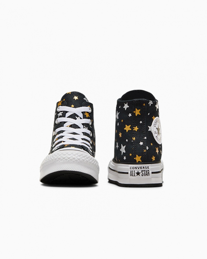 Converse Chuck Taylor All Star Plataforma Lift Sparkle Negras Plateadas Doradas | 492-NTXZKJ