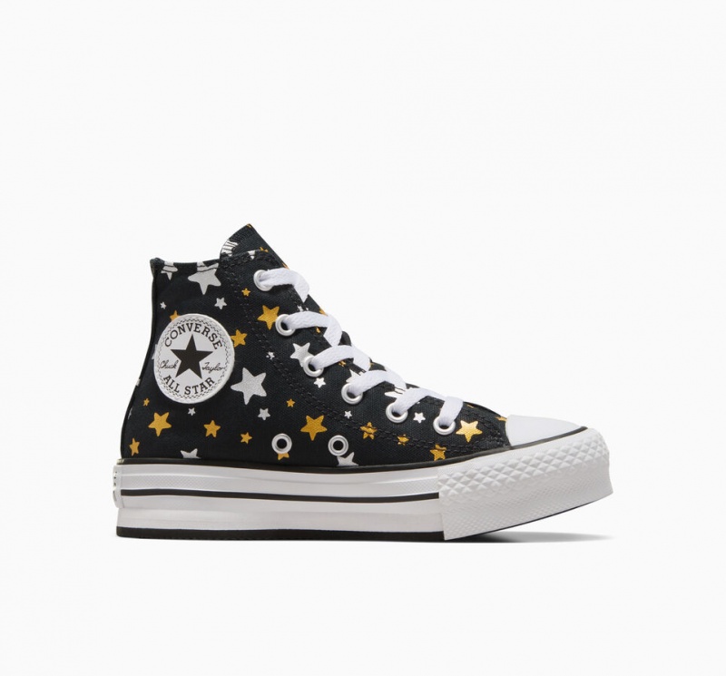 Converse Chuck Taylor All Star Plataforma Lift Sparkle Negras Plateadas Doradas | 492-NTXZKJ