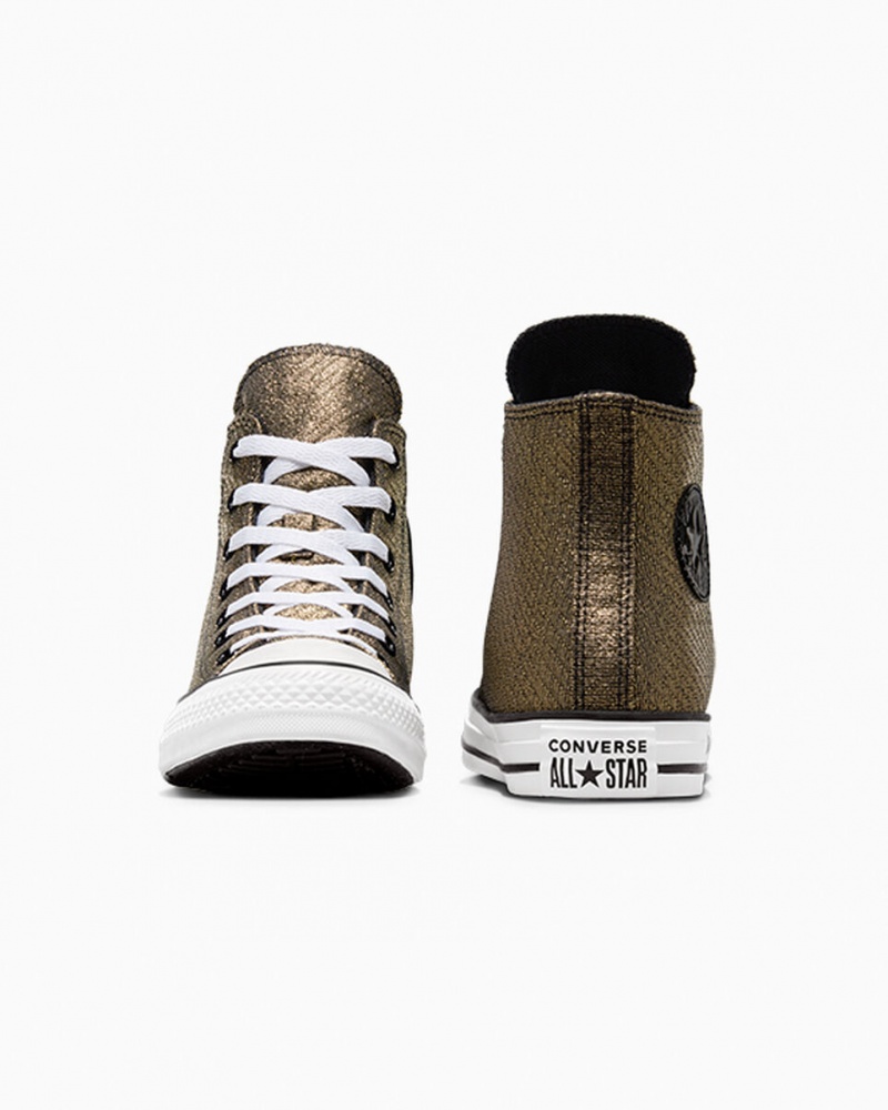 Converse Chuck Taylor All Star Sparkle Negras Doradas Blancas | 528-HRKTWX