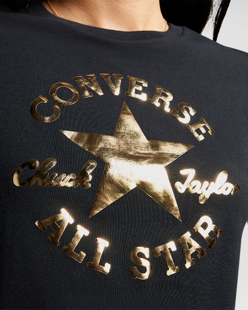 Converse Chuck Taylor Patch Cropped T-Shirt Negras | 562-EGRDPO