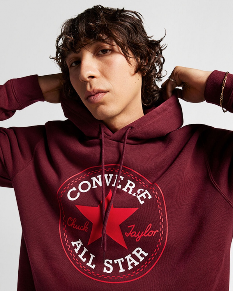 Converse Converse Go-To All Star Patch Standard-Fit Fleece Pullover Hoodie Verde Menta | 206-WTNFYG