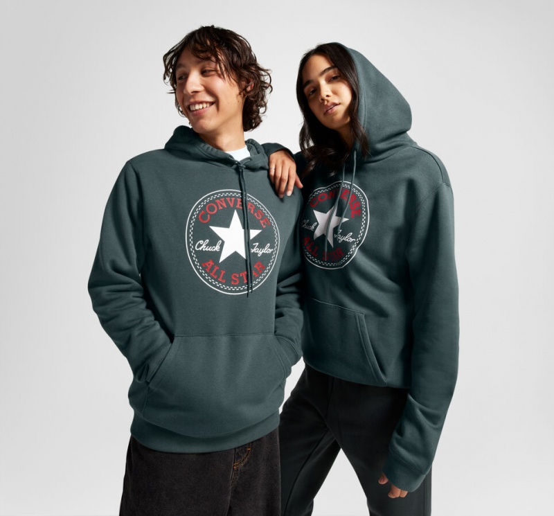 Converse Converse Go-To All Star Patch Standard-Fit Fleece Pullover Hoodie Verde | 069-OSYFQR