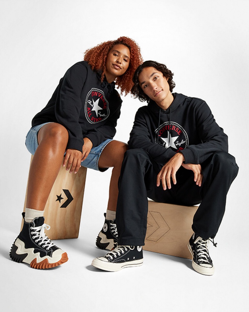 Converse Converse Go-To All Star Patch Standard-Fit Fleece Pullover Hoodie Negras | 158-OSCYBZ