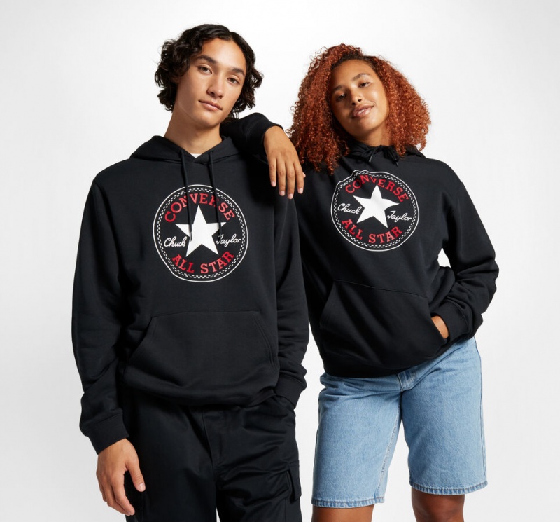 Converse Converse Go-To All Star Patch Standard-Fit Fleece Pullover Hoodie Negras | 158-OSCYBZ