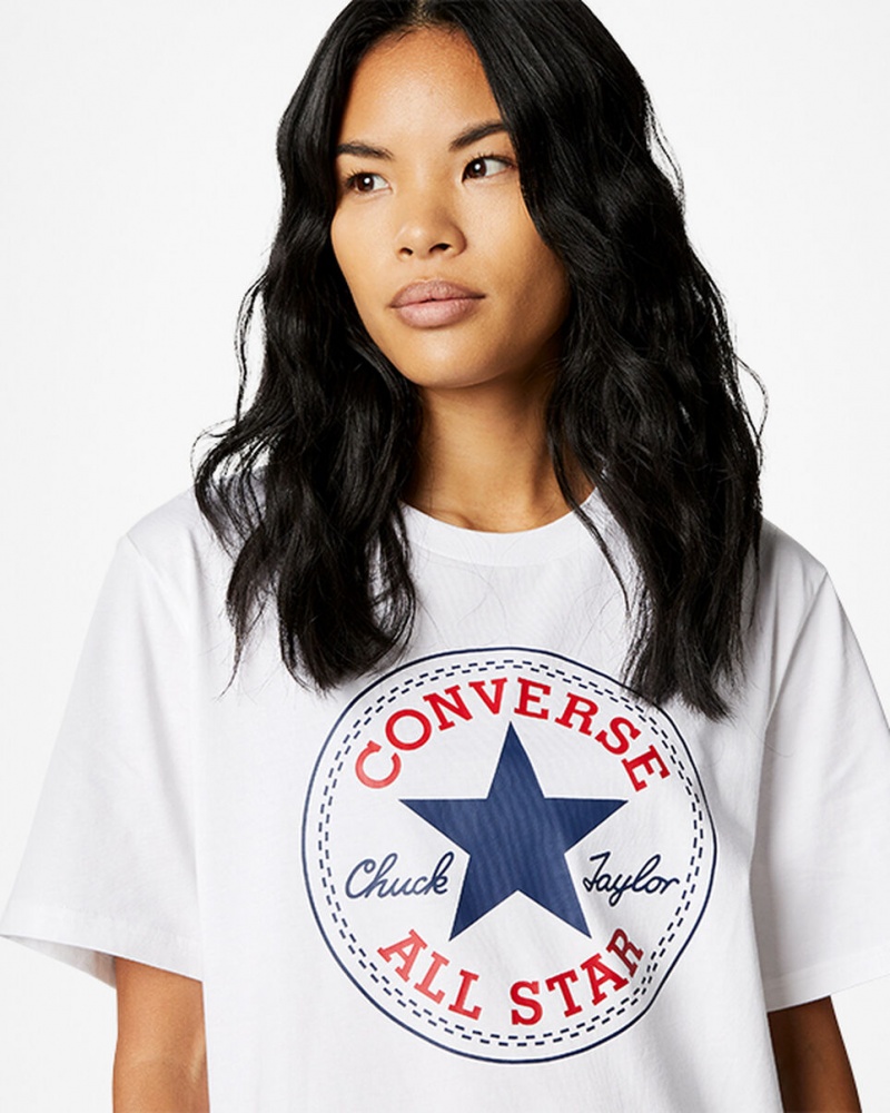 Converse Converse Go-To All Star Patch Standard-Fit T-Shirt Blancas | 590-MBQURF