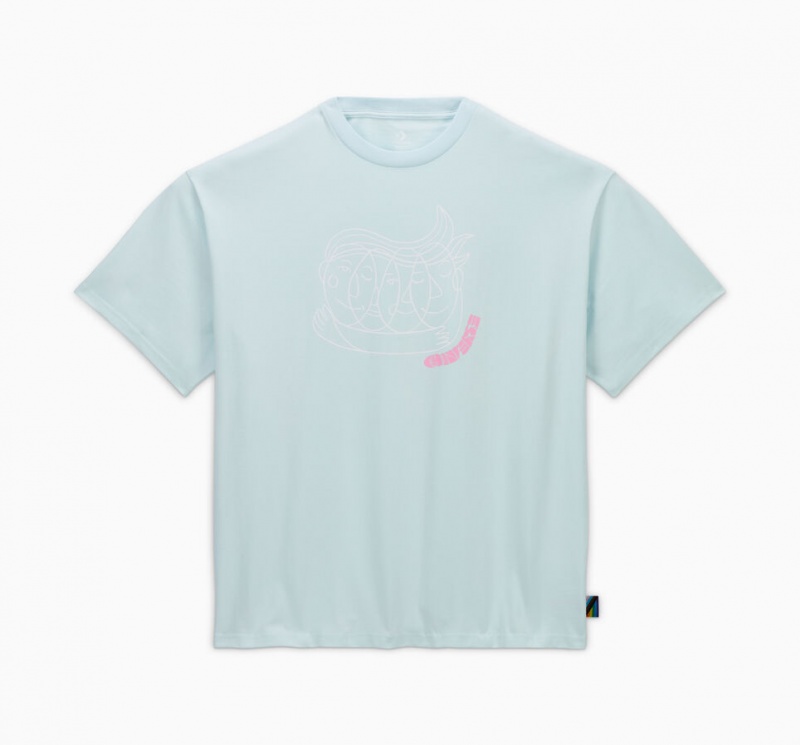 Converse Converse Go-To All Star Pride Together T-Shirt Aqua Mist | 245-IXWBPY