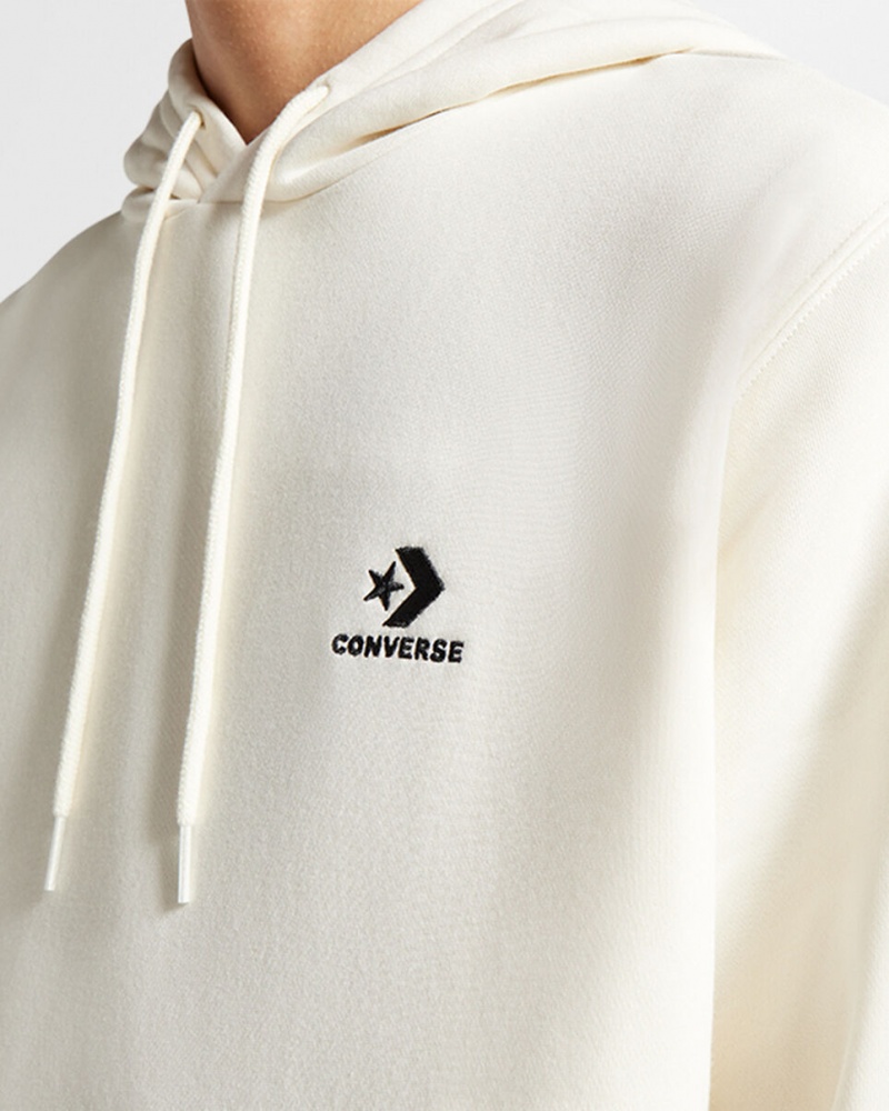 Converse Converse Go-To Embroidered Star Chevron Standard-Fit Fleece Hoodie Egret | 461-USECXJ