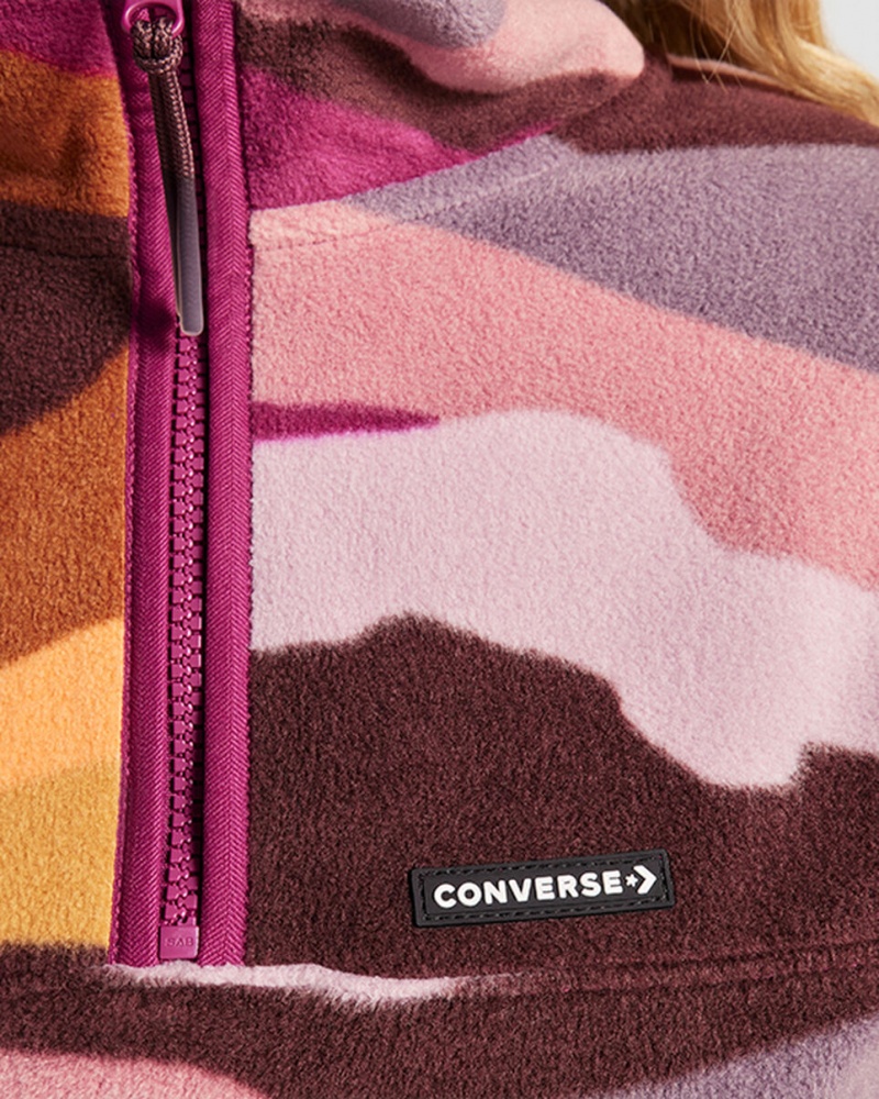 Converse Counter Climate Polar Fleece Abstract Half-Zip Popover Phantom Violet Multi | 687-YKDXBU