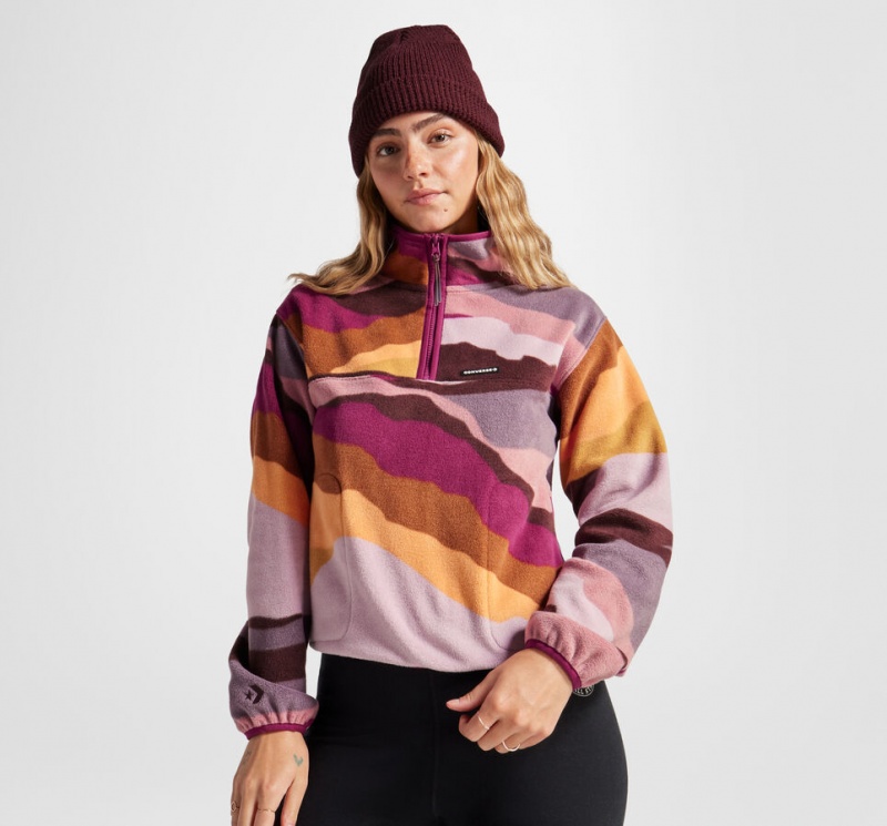 Converse Counter Climate Polar Fleece Abstract Half-Zip Popover Phantom Violet Multi | 687-YKDXBU