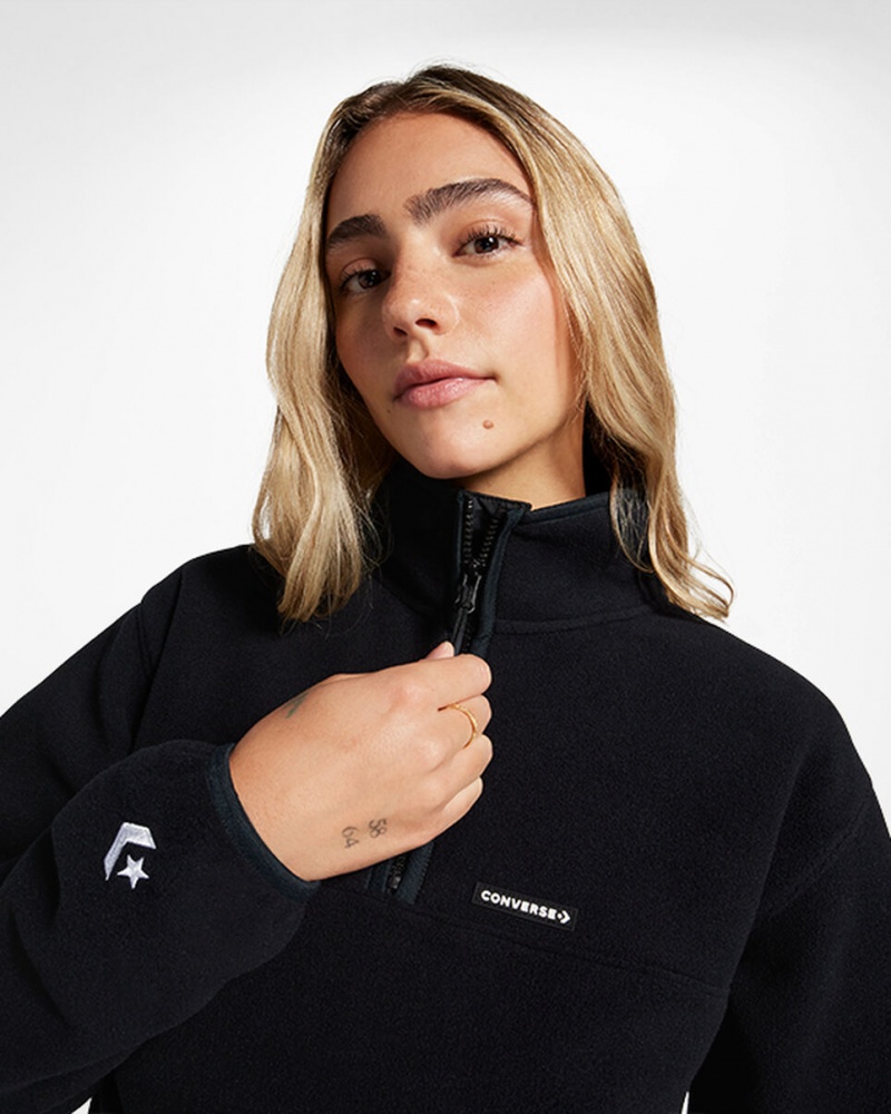 Converse Counter Climate Polar Fleece Half-Zip Popover Negras | 925-UREYAZ