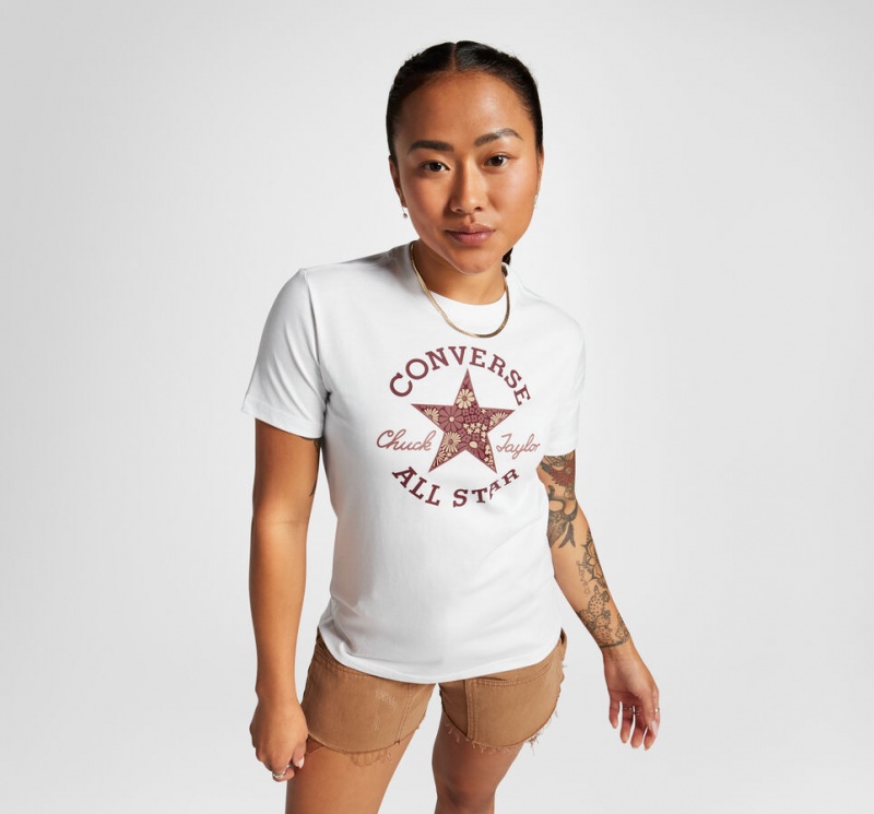 Converse Floral Patch T-Shirt Blancas | 361-NLUXJI