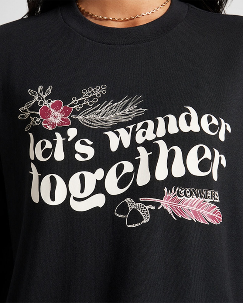 Converse Let's Wander Together Long Sleeve T-Shirt Negras | 126-ZWNUDV