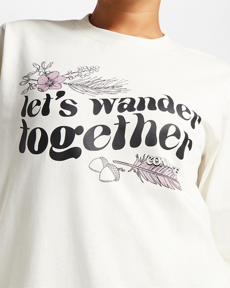 Converse Let's Wander Together Long Sleeve T-Shirt Egret | 513-AYEVFO