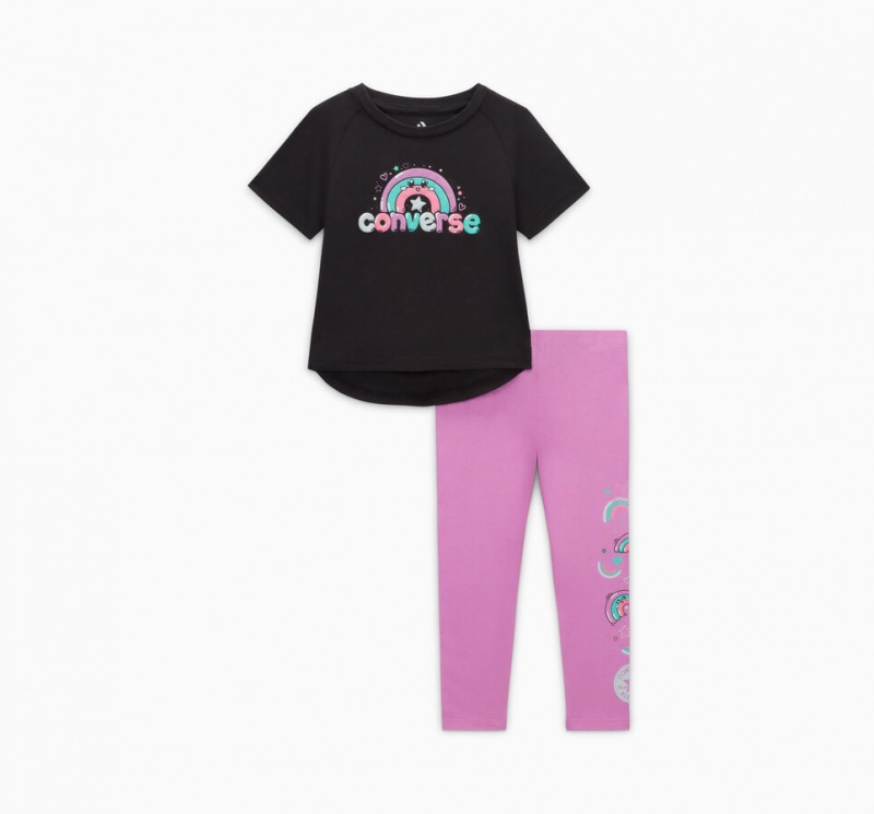 Converse Rainbow Floral T-Shirt & Leggings Set Grape Fizz | 180-JIEMDW