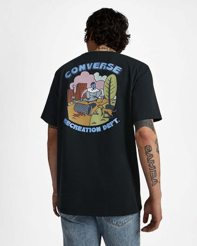 Converse Recreation Department Estampadas T-Shirt Negras | 829-FEZUHB