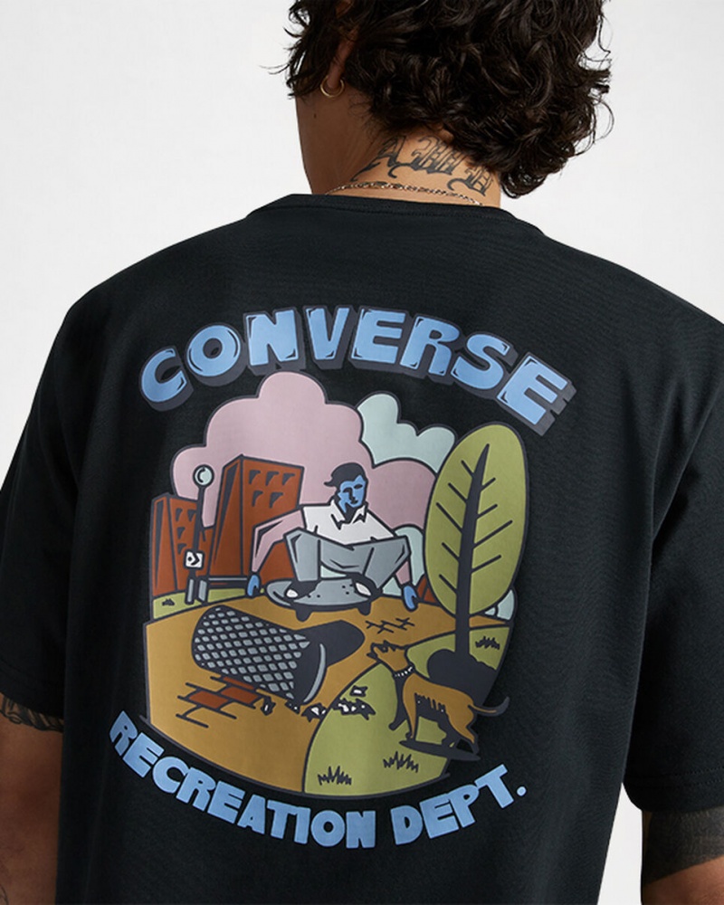 Converse Recreation Department Estampadas T-Shirt Negras | 829-FEZUHB