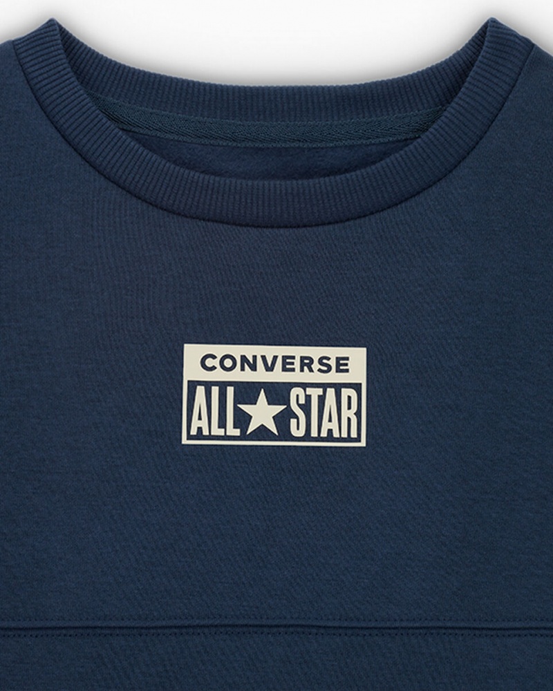 Converse Relaxed Fleece Crew Azul Marino | 983-UZFDTC