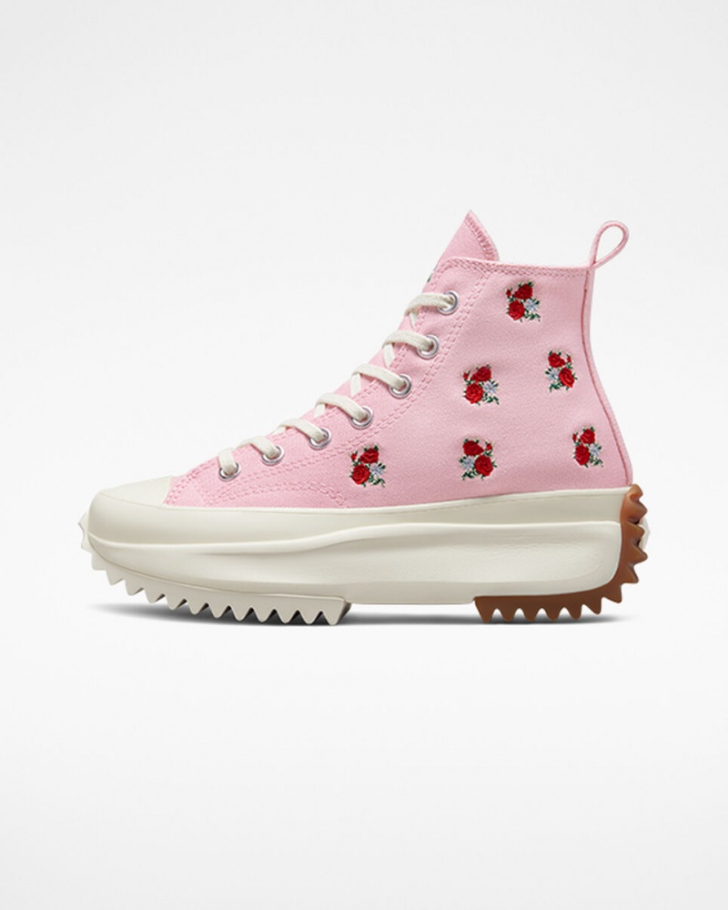 Converse Run Star Hike Plataforma Embroidered Floral Rosas Rojas | 072-SPLWRJ