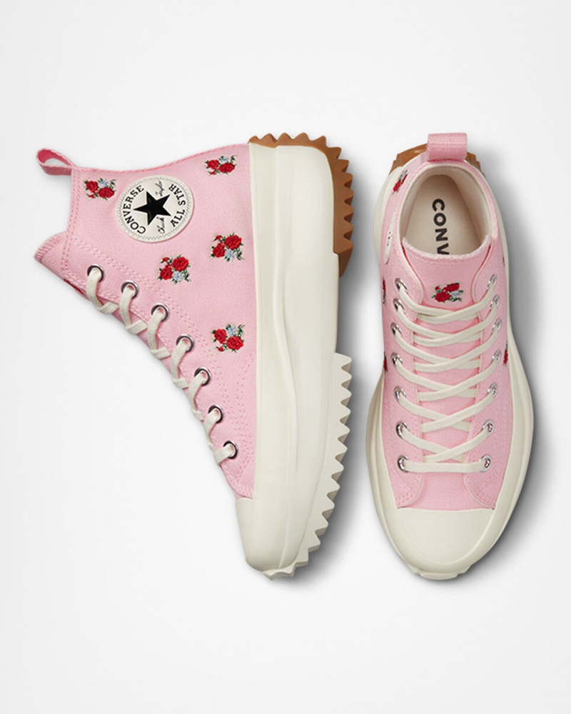 Converse Run Star Hike Plataforma Embroidered Floral Rosas Rojas | 072-SPLWRJ