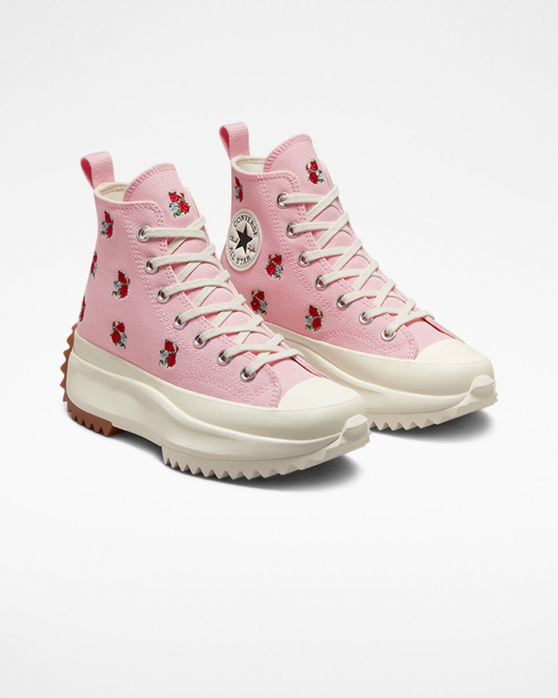 Converse Run Star Hike Plataforma Embroidered Floral Rosas Rojas | 265-CEQWLD