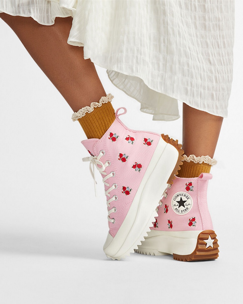 Converse Run Star Hike Plataforma Embroidered Floral Rosas Rojas | 265-CEQWLD