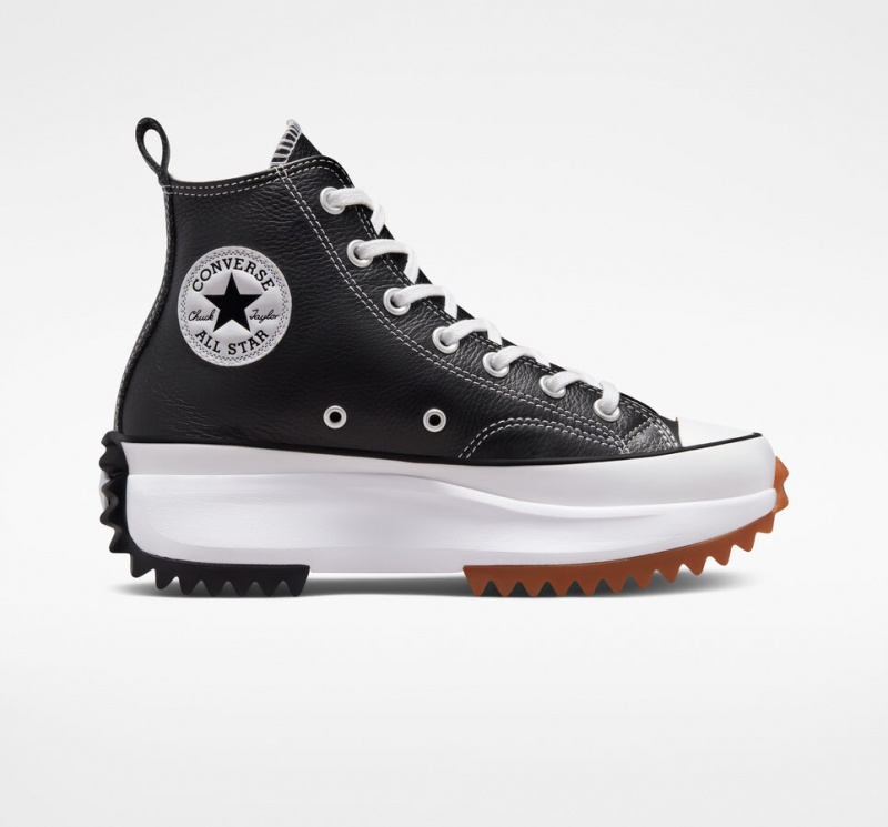 Converse Run Star Hike Plataforma Foundational Cuero Negras Blancas | 147-WONBFS