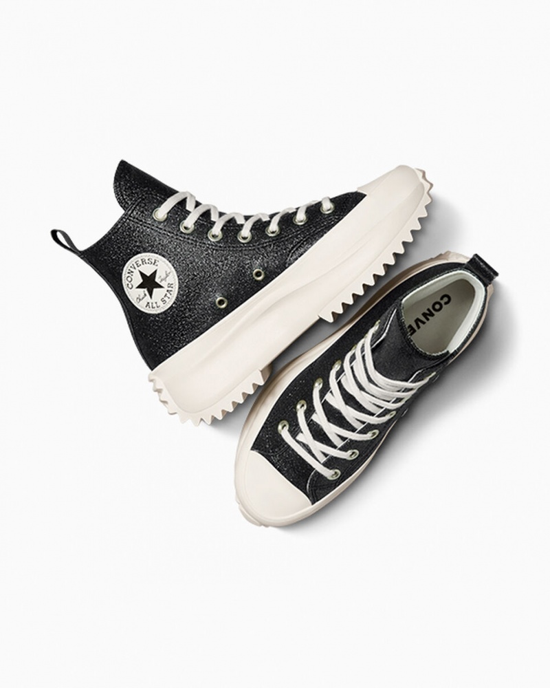 Converse Run Star Hike Plataforma Glitter Negras | 354-DPWIJY