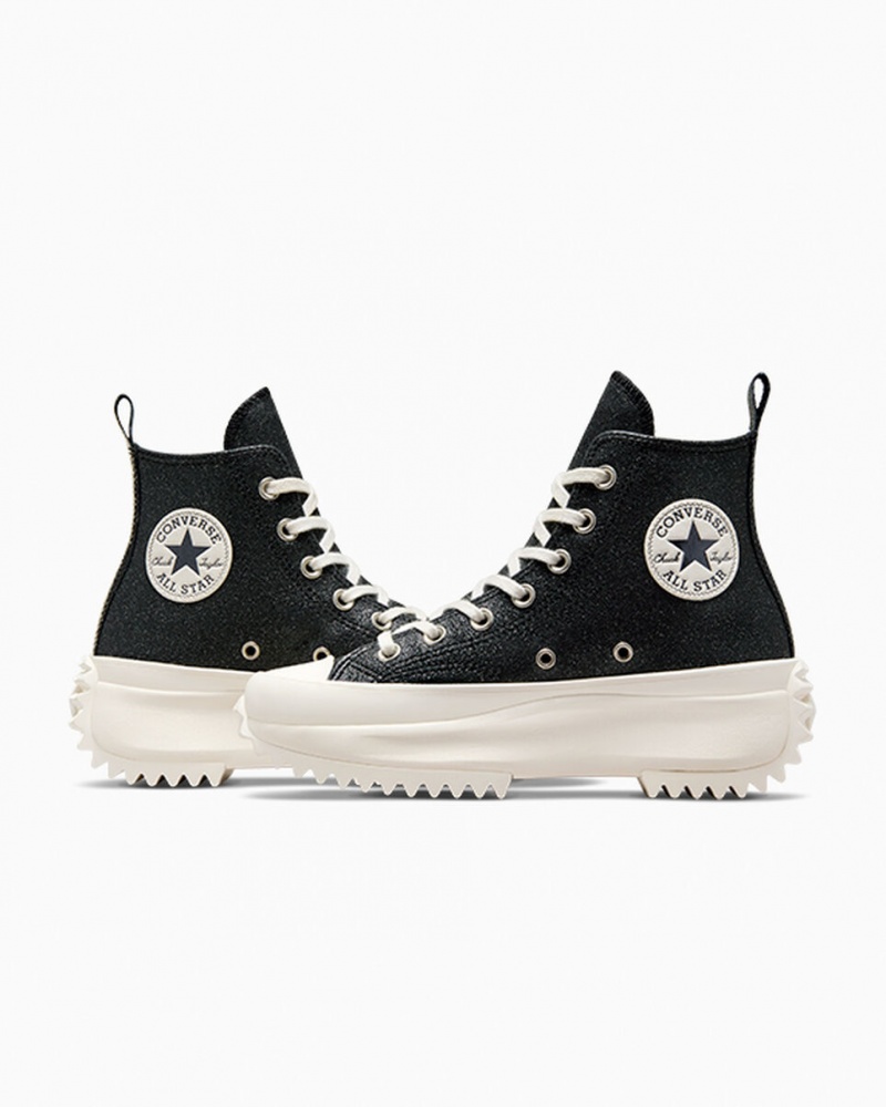 Converse Run Star Hike Plataforma Glitter Negras | 354-DPWIJY