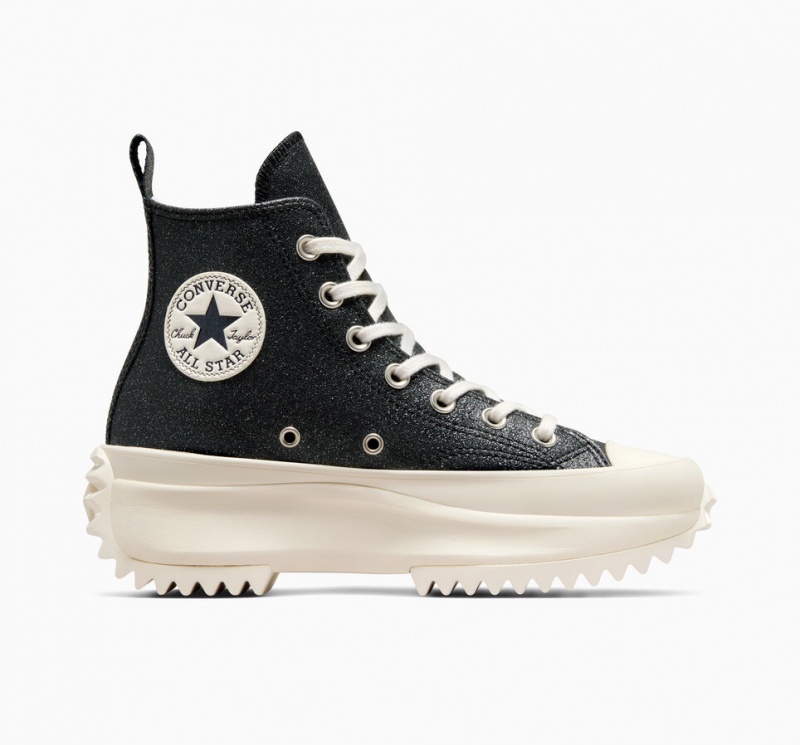 Converse Run Star Hike Plataforma Glitter Negras | 354-DPWIJY