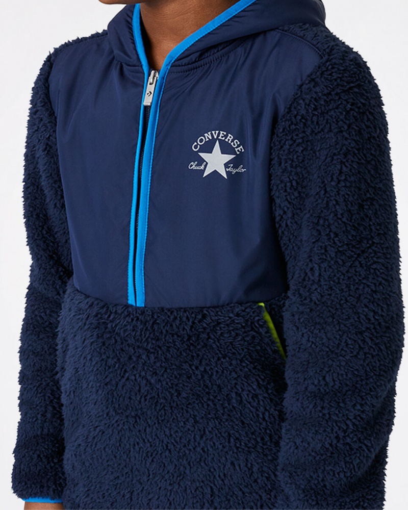 Converse Sherpa Half Zip Jacket Azul Marino | 316-AUZWBR