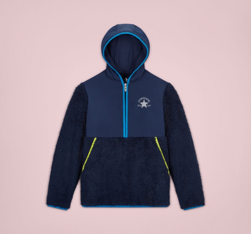 Converse Sherpa Half Zip Jacket Azul Marino | 316-AUZWBR