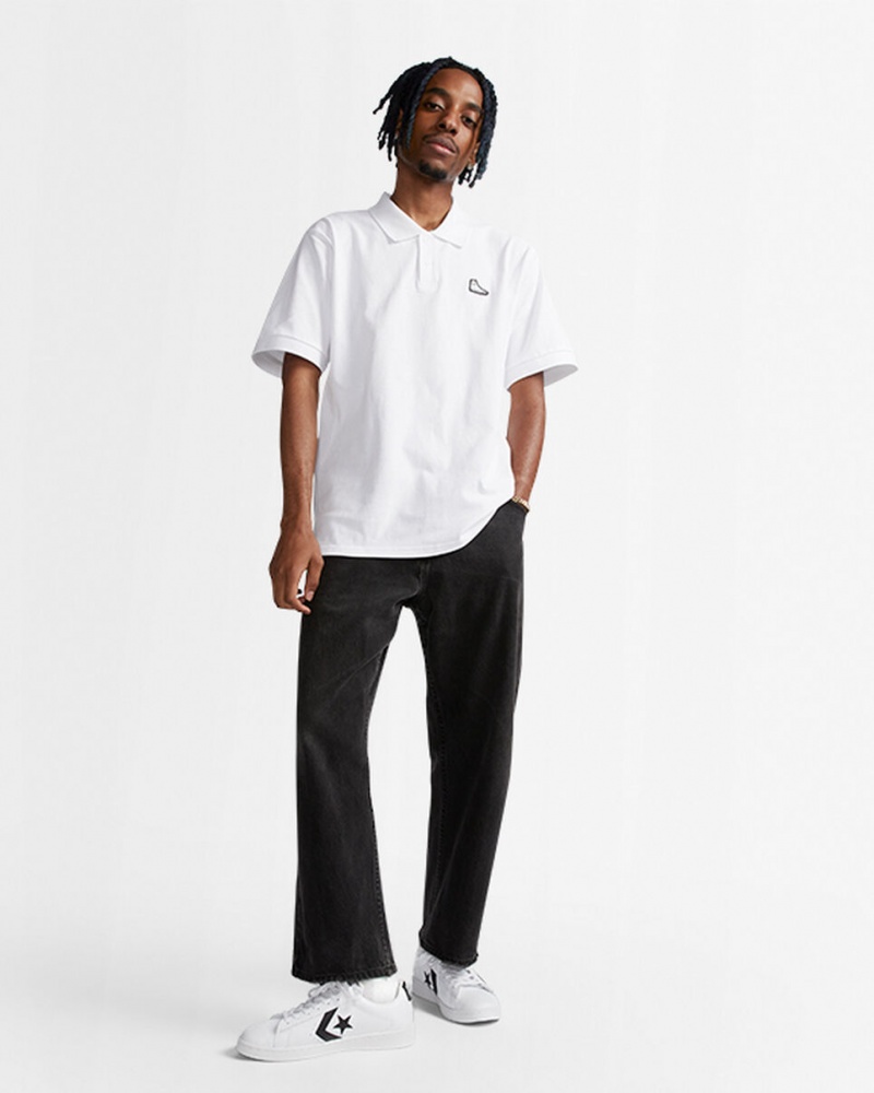 Converse Shoe Patch Polo Shirt Blancas | 483-RKVGLE