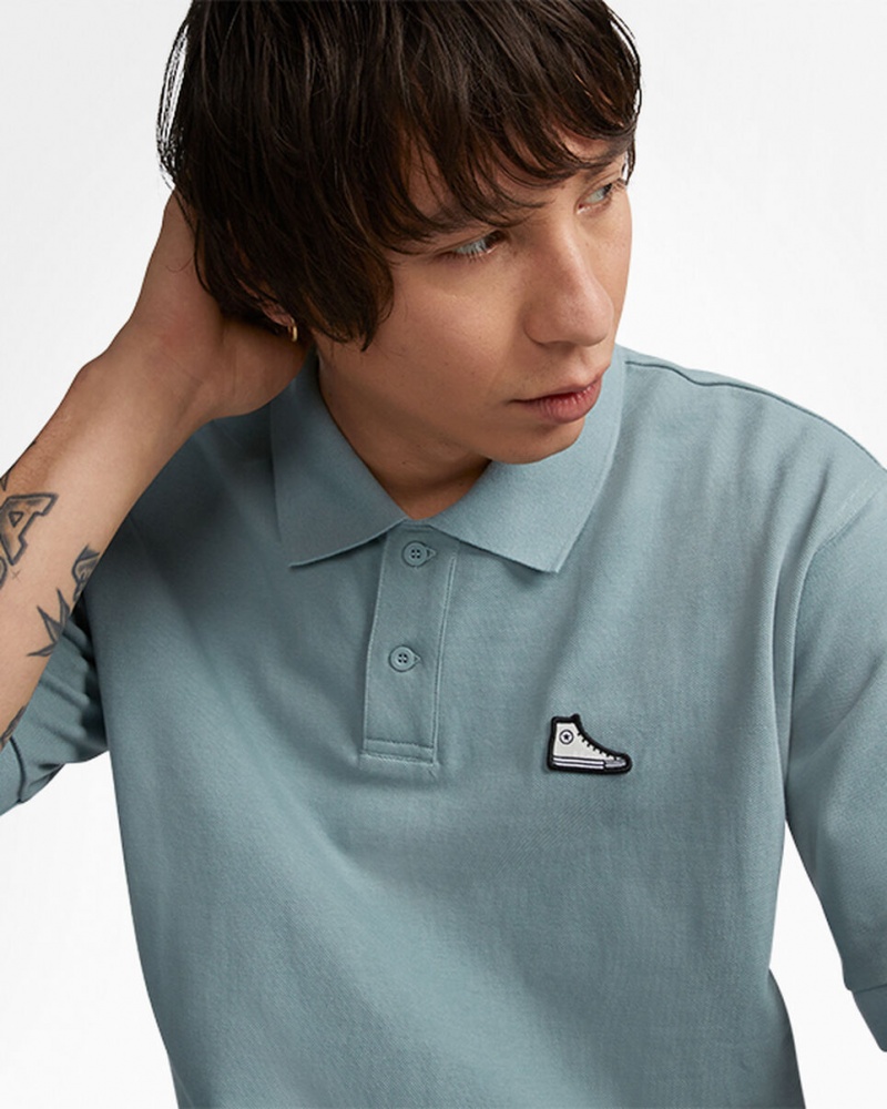 Converse Shoe Patch Polo Shirt Gris | 142-ARVYQN