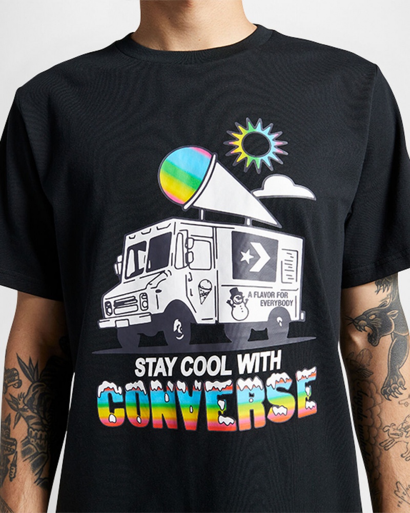 Converse Snow Cone Estampadas Loose-Fit T-Shirt Negras | 078-DAQHEU