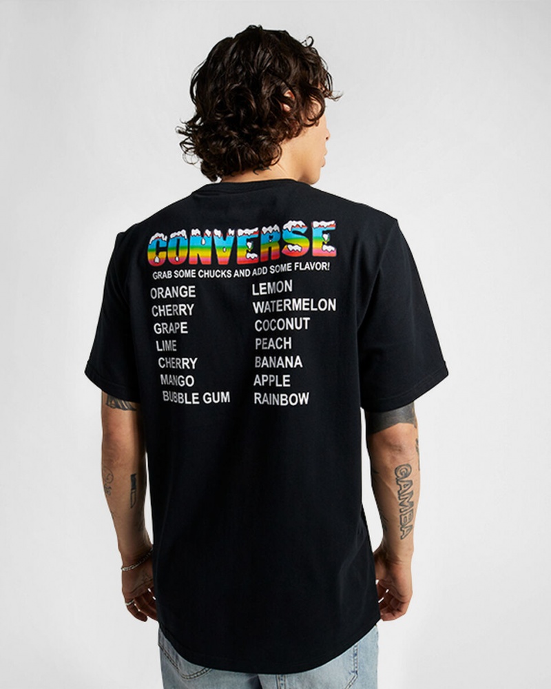 Converse Snow Cone Estampadas Loose-Fit T-Shirt Negras | 078-DAQHEU