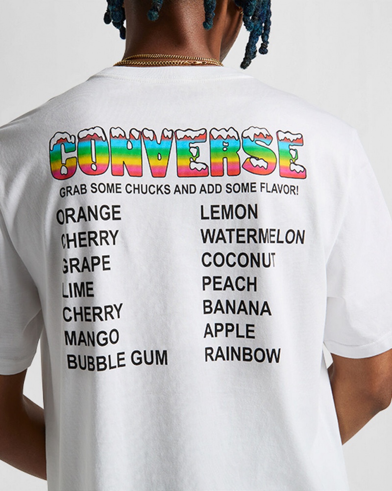 Converse Snow Cone Estampadas Loose-Fit T-Shirt Blancas | 529-LDIEOS