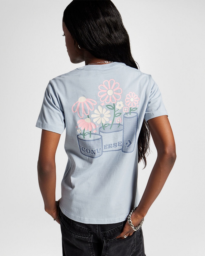 Converse Spring Blooms T-Shirt Gris | 139-LKTNIG