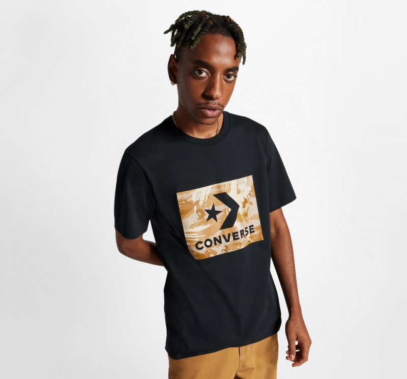 Converse Star Chevron Camo T-Shirt Negras | 803-XEWJRK