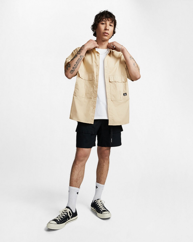 Converse Woven Cargo Shirt Oatmilk | 564-DWUYSG