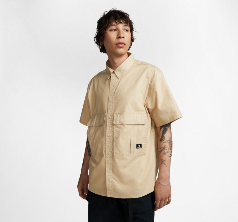 Converse Woven Cargo Shirt Oatmilk | 564-DWUYSG